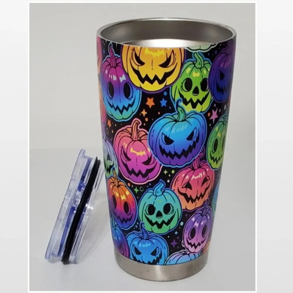 Tumbler Large 20oz Pumpkin Halloween Colorful Stainless Steel Double Insulated